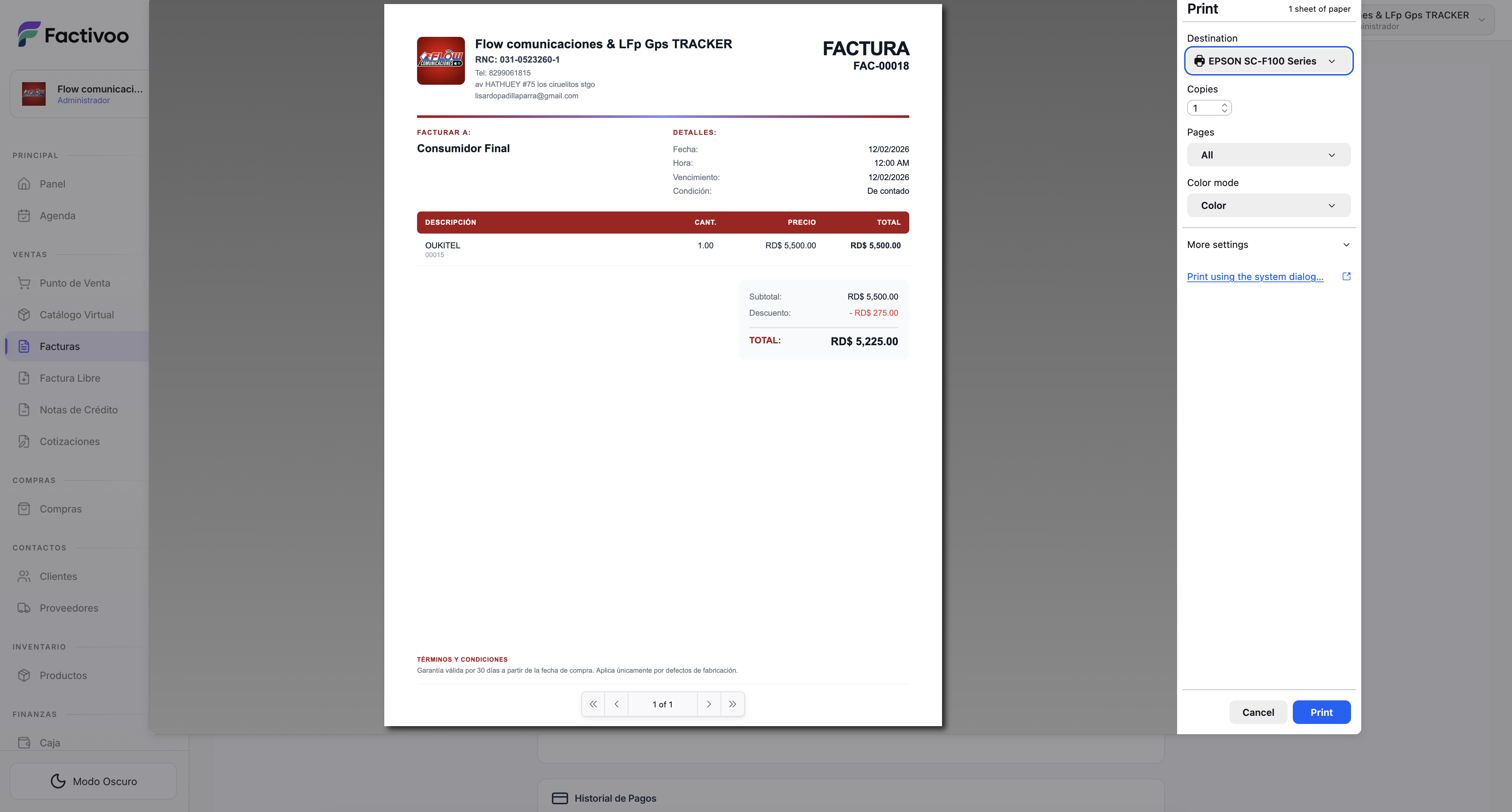 Facturación Factivoo